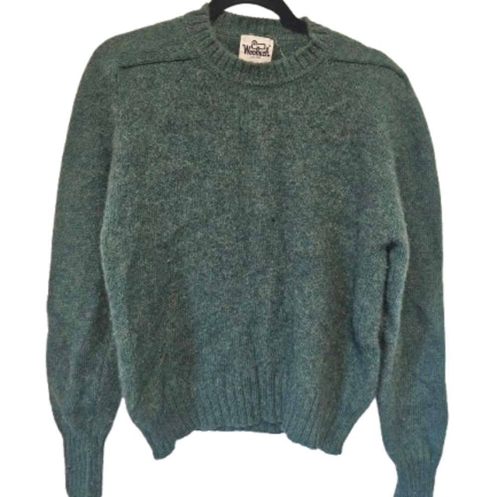 Woolrich Vintage Green Pure Wool Men's Crewneck Sweater Size Medium/Large *Hole